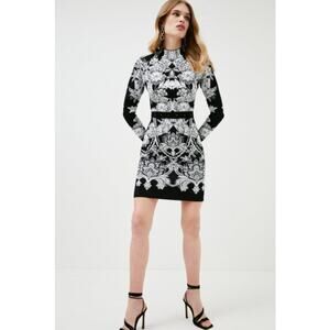 KAREN MILLEN Curve Mirrored Paisley Jacquard Knit Dress